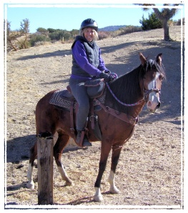 Laurie with her beloved equine companion Divina PCR (dam of my, FF Divina).  Her Divina is riding the trails at 20 years old!